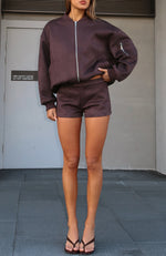 Between Us Faux Suede Shorts Chocolate