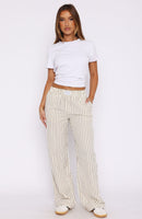 Wondering About You Striped Pants Cream/Chocolate