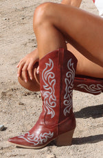 Alice Cowboy Boots Burgundy