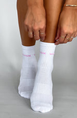 All For It Socks White/Pink