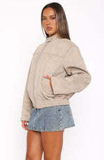 Watchin' Out Suede Bomber Jacket Sand
