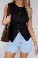 At The Races Vest Top Black