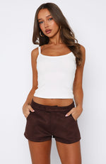 Between Us Faux Suede Shorts Chocolate