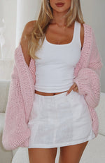 A Little Too Much Knit Cardigan Baby Pink