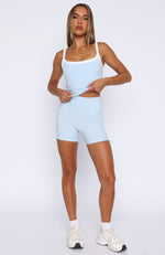 Go Faster High Waisted Shorts Baby Blue/White