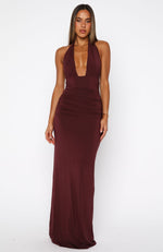 Say What You Feel Halter Maxi Dress Burgundy | White Fox Boutique UK