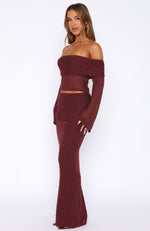 In Too Deep Knit Maxi Skirt Burgundy