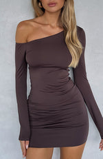 That's On You Long Sleeve Mini Dress Chocolate