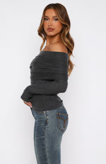 Take The Reigns Long Sleeve Top Charcoal