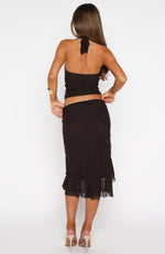 Let It Breathe Midi Skirt Espresso