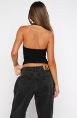 Topic Of Conversation Halter Top Black