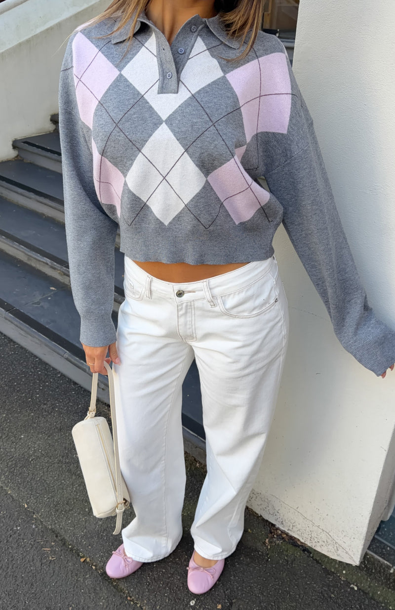 Cinzia Argyle Knit Sweater Rose Winter