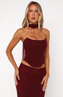 Lovers Lane Strapless Bustier Burgundy