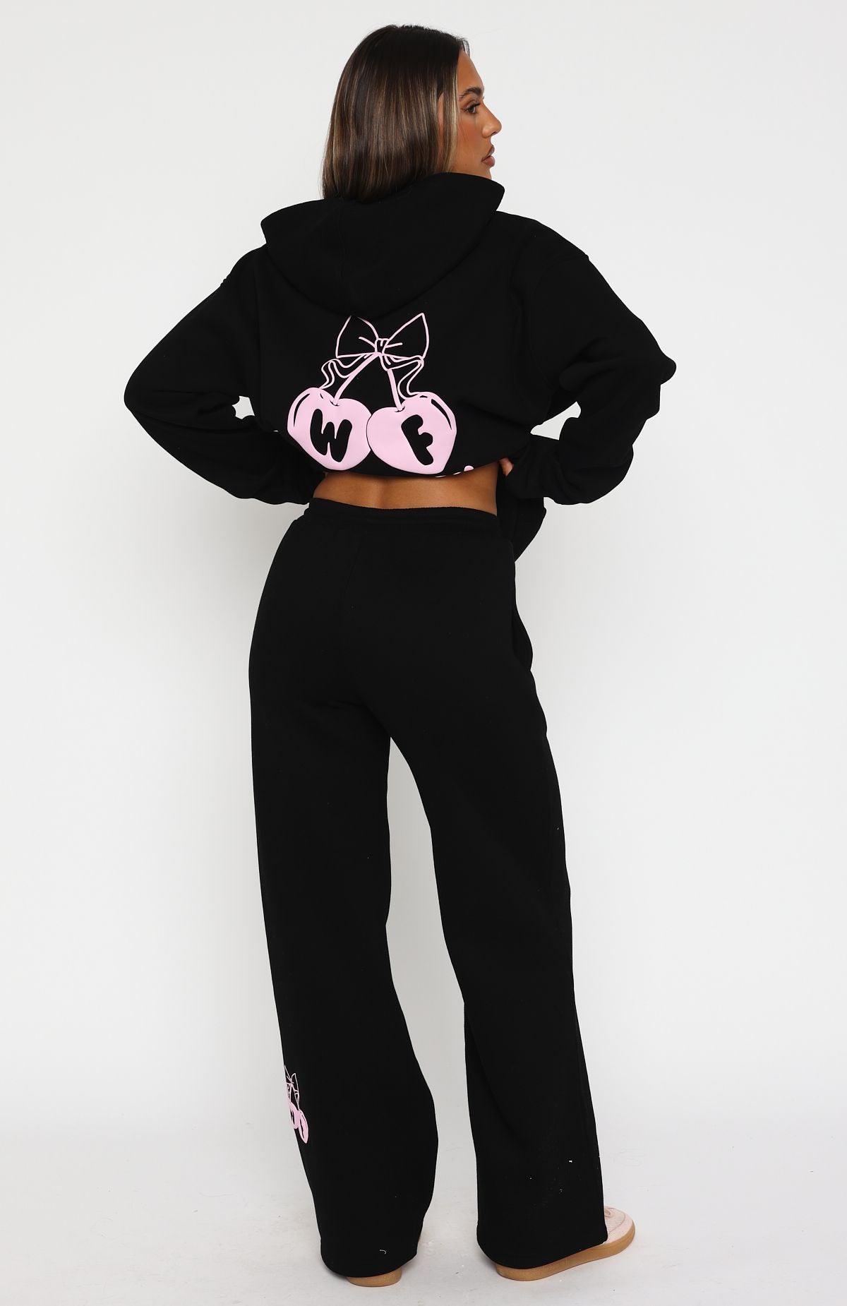 Feel The Love Wide Leg Sweatpants Black | White Fox Boutique UK