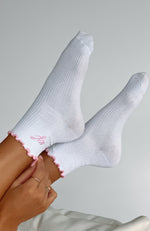 Me Time Socks White/Pink