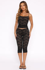 Vibe With Me Lace Capri Pants Black