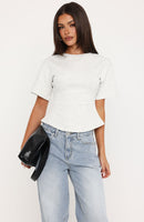 Whisper In Time Short Sleeve Top Grey Marle