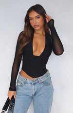 Favourite Person Long Sleeve Bustier Black