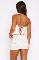 Till Tomorrow Embellished Crochet Corset Off White