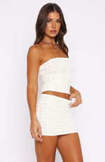 Till Tomorrow Embellished Crochet Corset Off White