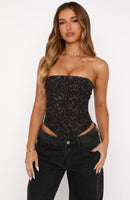 Let It Go Strapless Bustier Midnight Leopard