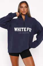 High Standard Zip Front Sweater Navy