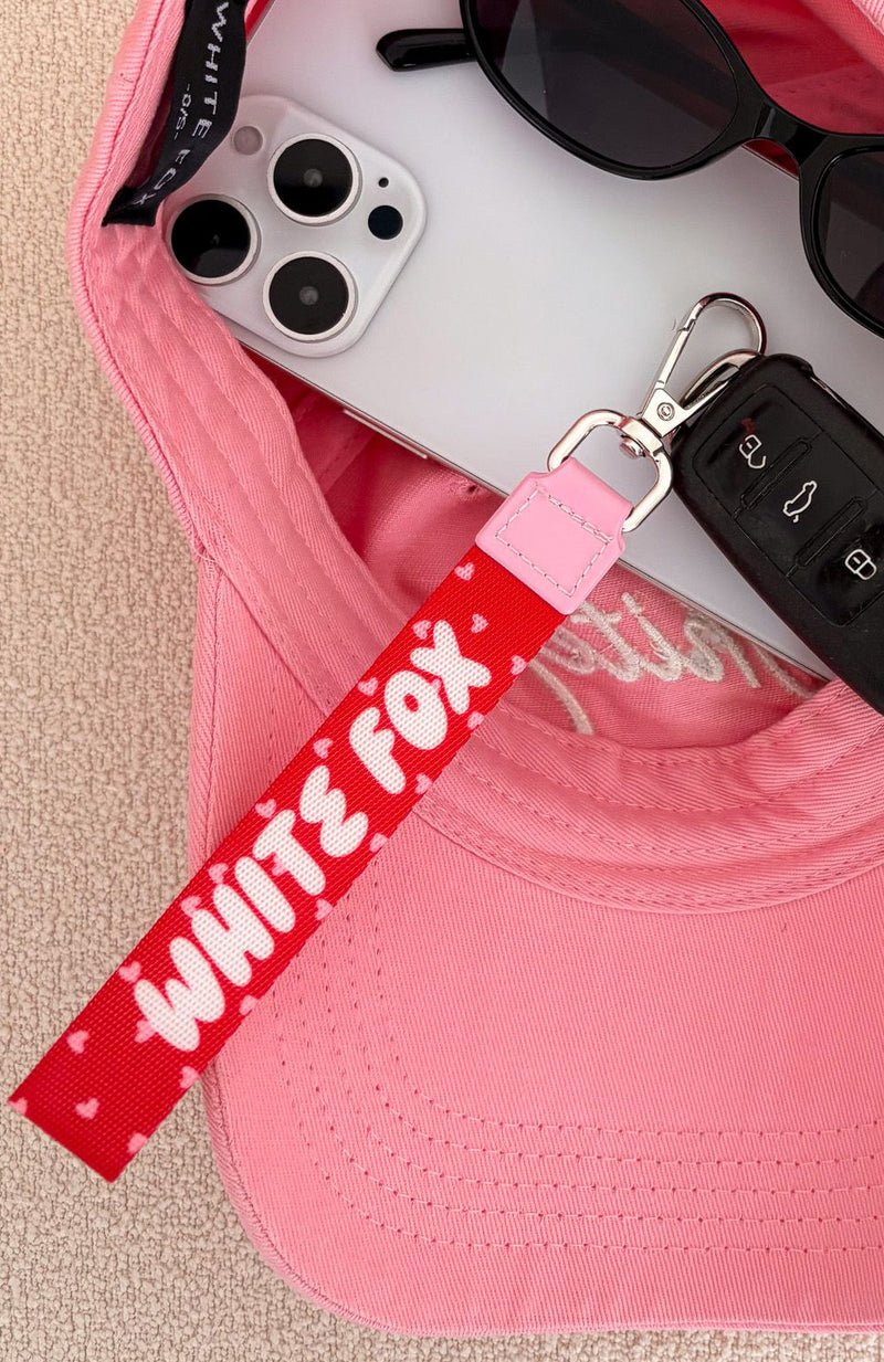 Standing Out Strap Keychain Red Hearts