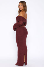 In Too Deep Knit Maxi Skirt Burgundy