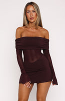 Own Your Story Long Sleeve Mini Dress Burgundy