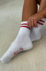 Grounded Socks White/Red