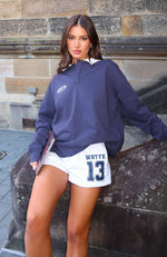 On Your Team Long Sleeve Oversized Tee Navy