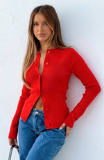 Can't Justify It Long Sleeve Knit Top Red