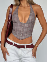 Throw It Away Bustier Mocha Check