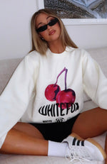 Cherry Swish Oversized Sweater Cream