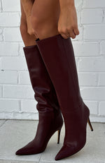 Run Away With Me Knee High Boots Burgundy