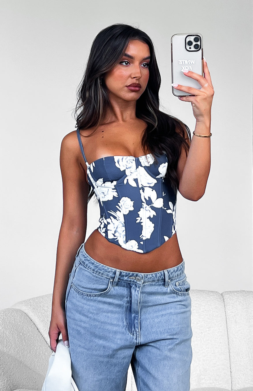 In The Morning Bustier Navy Rose | White Fox Boutique UK