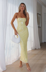 Totally Clueless Strapless Maxi Dress Lemon