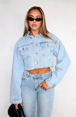 Lightspeed Cropped Denim Jacket Light Blue Wash