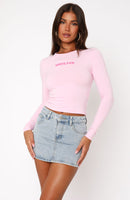 Love Addiction Long Sleeve Baby Tee Pink