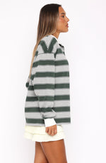 Whatever You Want Long Sleeve Rugby Shirt Forest Green Stripe