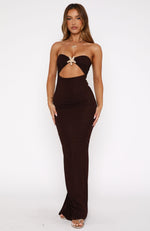 Pray For Forgiveness Strapless Maxi Dress Chocolate