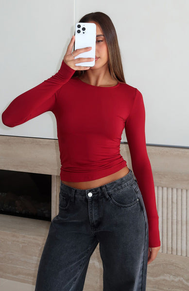 Only Tonight Long Sleeve Top Wine