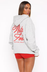 With Love & Kisses Oversized Hoodie Dark Grey Marle