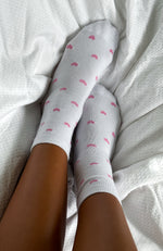 Lazy Days Socks White/Pink