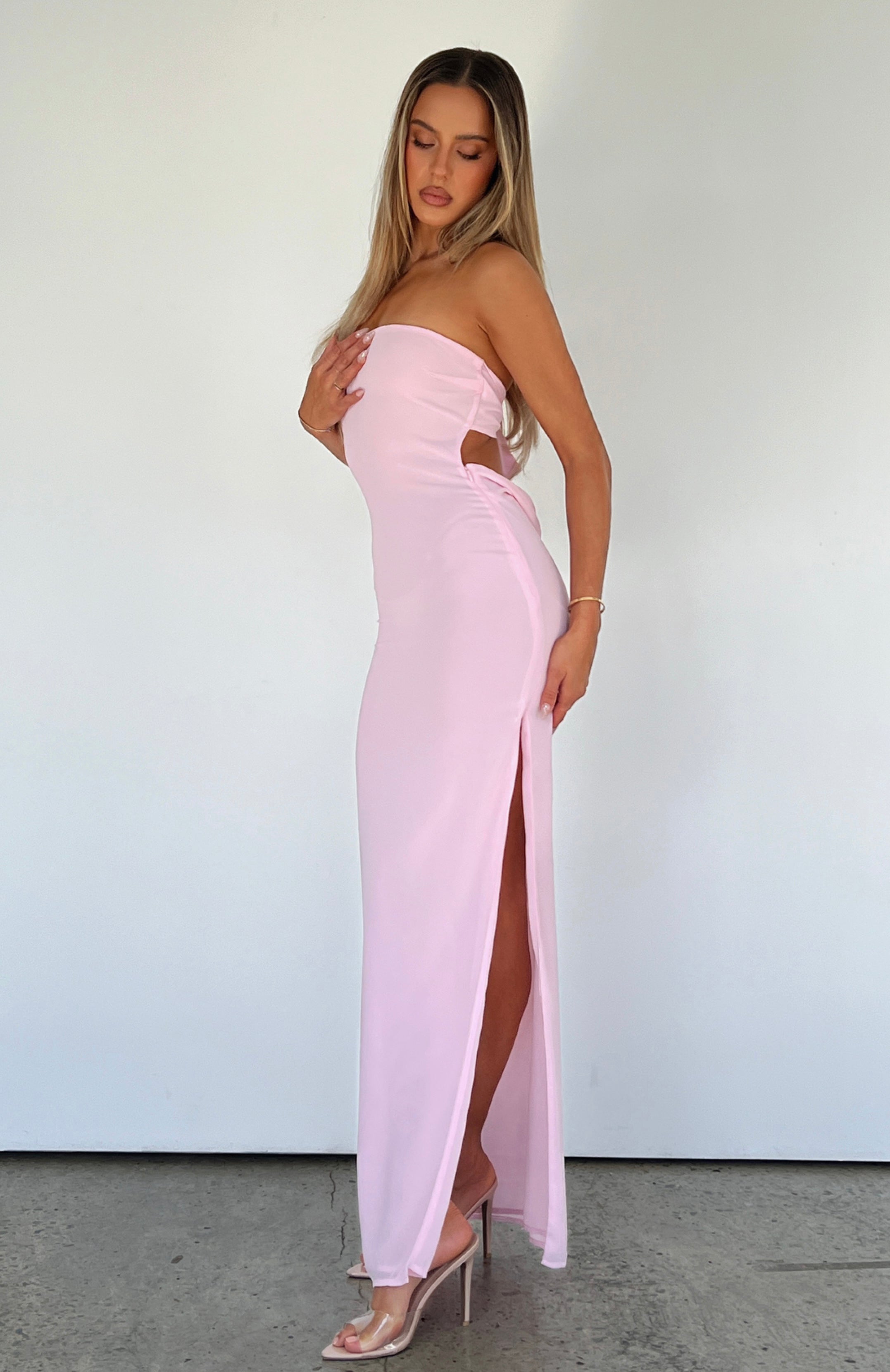 Leave You Alone Maxi Dress Baby Pink 