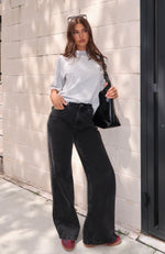 Lola High Rise Wide Leg Jeans Black Acid