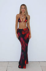 Luminous Maxi Skirt Sangria Floral