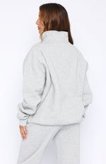 Core Classic Zip Front Sweater Dark Grey Marle