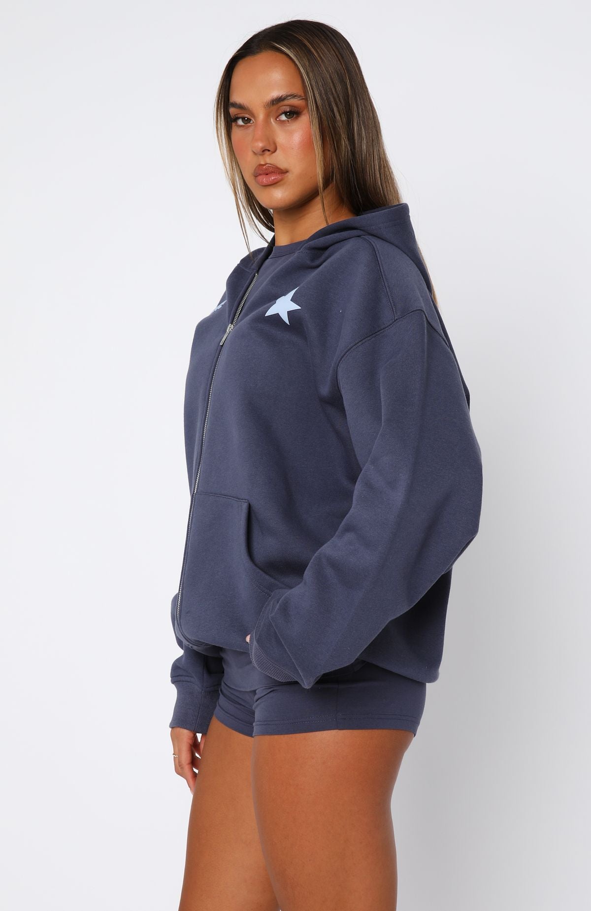From The Archives Charli Zip Front Hoodie Navy | White Fox Boutique UK