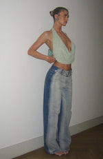 Maya High Rise Wide Leg Jeans Two Tone Blue